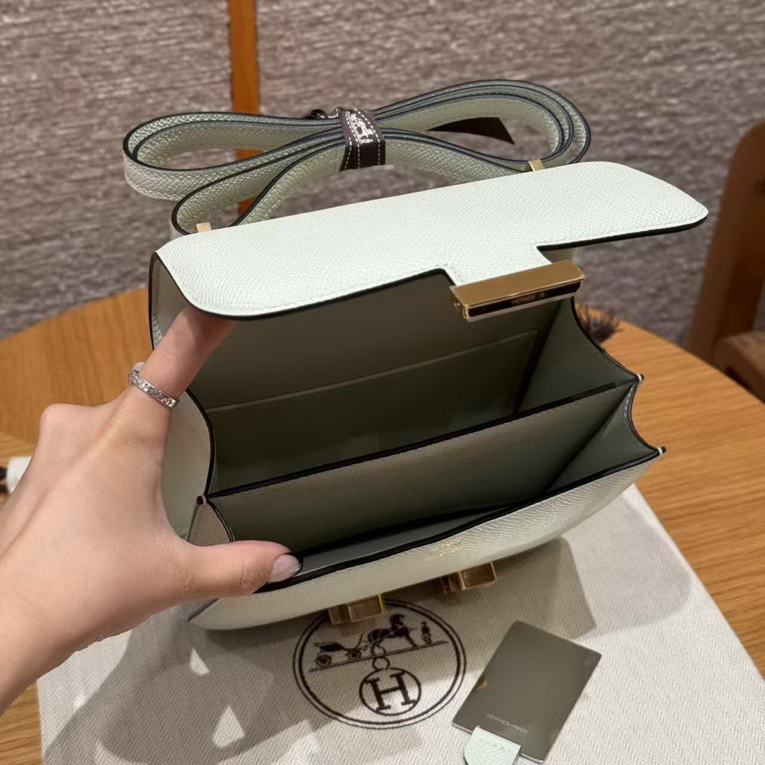 Hermes Constance 19 CM Bag Handmade In Epsom Calfskin Leather Gold Hardware 0S Vert Fizz - Image 15