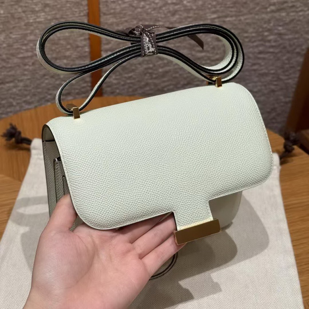 Hermes Constance 19 CM Bag Handmade In Epsom Calfskin Leather Gold Hardware 0S Vert Fizz - Image 10