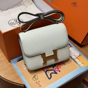 Hermes Constance 19 CM Bag Handmade In Epsom Calfskin Leather Gold Hardware i2 Nata - Image 2