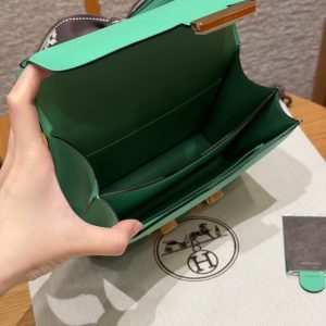 Hermes Constance 19 CM Bag Handmade In Epsom Calfskin Leather Gold Hardware 0Z Vert Comics - Image 15