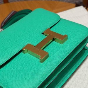 Hermes Constance 19 CM Bag Handmade In Epsom Calfskin Leather Gold Hardware 0Z Vert Comics - Image 7