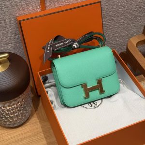 Hermes Constance 19 CM Bag Handmade In Epsom Calfskin Leather Gold Hardware 0Z Vert Comics - Image 3
