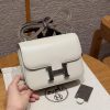 Hermes Constance 19 CM Bag Handmade In Box Calfskin Leather Silver Hardware 10 Craie