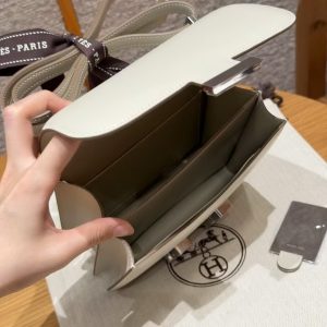 Hermes Constance 19 CM Bag Handmade In Box Calfskin Leather Silver Hardware 10 Craie - Image 17