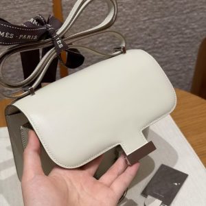 Hermes Constance 19 CM Bag Handmade In Box Calfskin Leather Silver Hardware 10 Craie - Image 12