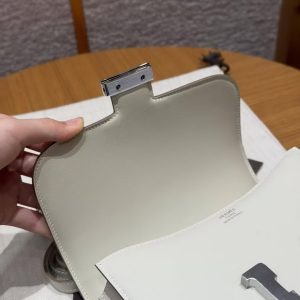 Hermes Constance 19 CM Bag Handmade In Box Calfskin Leather Silver Hardware 10 Craie - Image 10