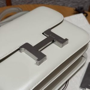 Hermes Constance 19 CM Bag Handmade In Box Calfskin Leather Silver Hardware 10 Craie - Image 7