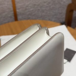Hermes Constance 19 CM Bag Handmade In Box Calfskin Leather Silver Hardware 10 Craie - Image 6