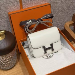 Hermes Constance 19 CM Bag Handmade In Box Calfskin Leather Silver Hardware 10 Craie - Image 3
