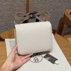 Hermes Constance 19 CM Bag Handmade In Epsom Calfskin Leather Gold Hardware 10 Craie - Image 2
