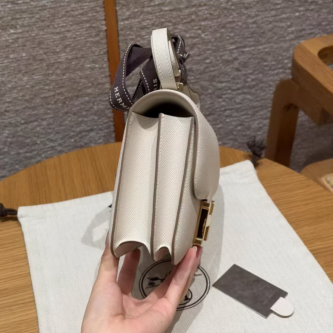 Hermes Constance 19 CM Bag Handmade In Epsom Calfskin Leather Gold Hardware 10 Craie - Image 21