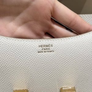 Hermes Constance 19 CM Bag Handmade In Epsom Calfskin Leather Gold Hardware 10 Craie - Image 17