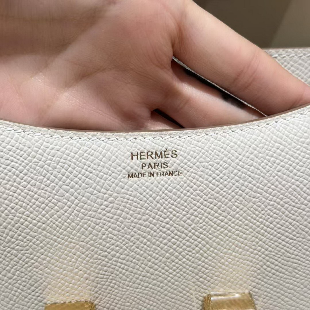 Hermes Constance 19 CM Bag Handmade In Epsom Calfskin Leather Gold Hardware 10 Craie - Image 17