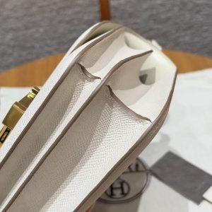 Hermes Constance 19 CM Bag Handmade In Epsom Calfskin Leather Gold Hardware 10 Craie - Image 9