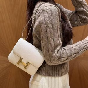 Hermes Constance 19 CM Bag Handmade In Epsom Calfskin Leather Gold Hardware 10 Craie - Image 4