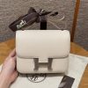 Hermes Constance 19 CM Bag Handmade In Epsom Calfskin Leather Silver Hardware 10 Craie
