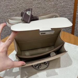 Hermes Constance 19 CM Bag Handmade In Epsom Calfskin Leather Silver Hardware 10 Craie - Image 13