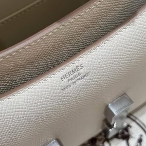 Hermes Constance 19 CM Bag Handmade In Epsom Calfskin Leather Silver Hardware 10 Craie - Image 11