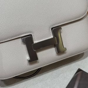 Hermes Constance 19 CM Bag Handmade In Epsom Calfskin Leather Silver Hardware 10 Craie - Image 8