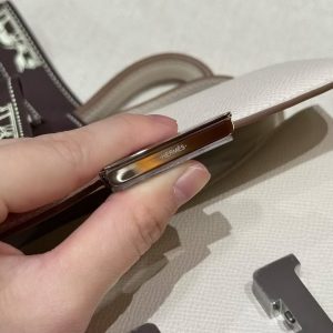 Hermes Constance 19 CM Bag Handmade In Epsom Calfskin Leather Silver Hardware 10 Craie - Image 6