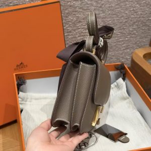 Hermes Constance 19 CM Bag Handmade In Epsom Calfskin Leather Gold Hardware 18 Etoupe - Image 20