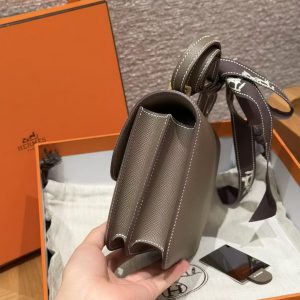Hermes Constance 19 CM Bag Handmade In Epsom Calfskin Leather Gold Hardware 18 Etoupe - Image 19