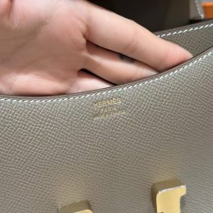 Hermes Constance 19 CM Bag Handmade In Epsom Calfskin Leather Gold Hardware 18 Etoupe - Image 16