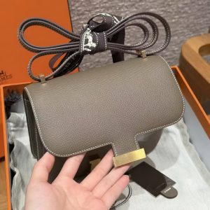 Hermes Constance 19 CM Bag Handmade In Epsom Calfskin Leather Gold Hardware 18 Etoupe - Image 11