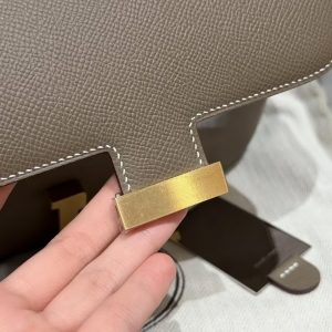 Hermes Constance 19 CM Bag Handmade In Epsom Calfskin Leather Gold Hardware 18 Etoupe - Image 10
