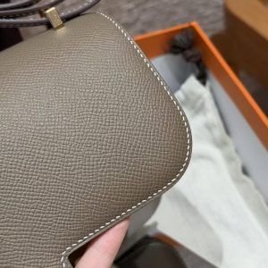 Hermes Constance 19 CM Bag Handmade In Epsom Calfskin Leather Gold Hardware 18 Etoupe - Image 7