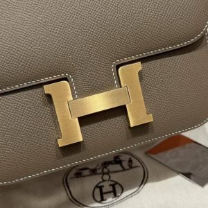 Hermes Constance 19 CM Bag Handmade In Epsom Calfskin Leather Gold Hardware 18 Etoupe - Image 5