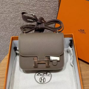 Hermes Constance 19 CM Bag Handmade In Epsom Calfskin Leather Rose Gold Hardware 18 Etoupe