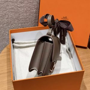 Hermes Constance 19 CM Bag Handmade In Epsom Calfskin Leather Rose Gold Hardware 18 Etoupe - Image 18