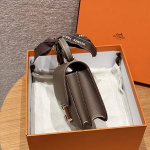 Hermes Constance 19 CM Bag Handmade In Epsom Calfskin Leather Rose Gold Hardware 18 Etoupe - Image 17