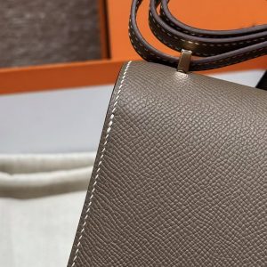 Hermes Constance 19 CM Bag Handmade In Epsom Calfskin Leather Rose Gold Hardware 18 Etoupe - Image 15