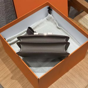 Hermes Constance 19 CM Bag Handmade In Epsom Calfskin Leather Rose Gold Hardware 18 Etoupe - Image 13