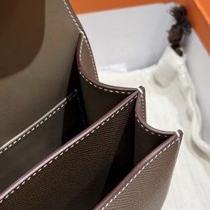 Hermes Constance 19 CM Bag Handmade In Epsom Calfskin Leather Rose Gold Hardware 18 Etoupe - Image 6