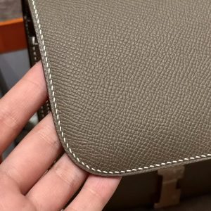 Hermes Constance 19 CM Bag Handmade In Epsom Calfskin Leather Rose Gold Hardware 18 Etoupe - Image 3