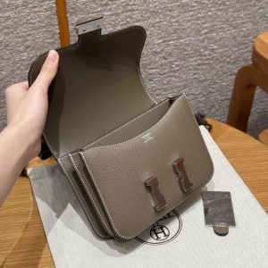 Hermes Constance 19 CM Bag Handmade In Epsom Calfskin Leather Silver Hardware 18 Etoupe - Image 8