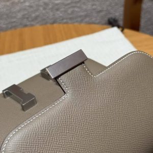 Hermes Constance 19 CM Bag Handmade In Epsom Calfskin Leather Silver Hardware 18 Etoupe - Image 6