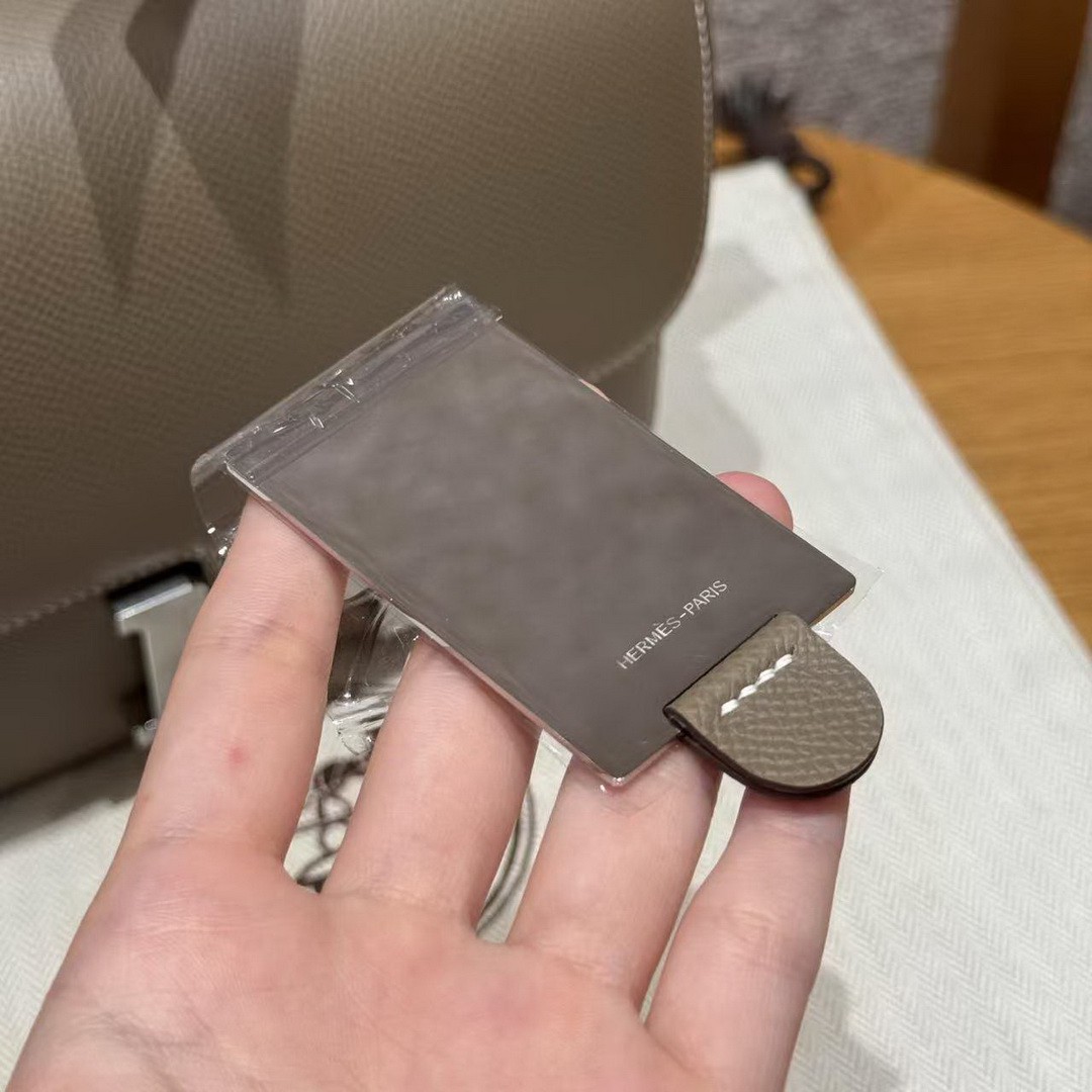 Hermes Constance 19 CM Bag Handmade In Epsom Calfskin Leather Silver Hardware 18 Etoupe - Image 3