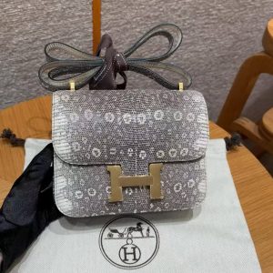 Hermes Constance 19 CM Bag Handmade In Lizard Leather from South Africa Gold Hardware 1B Ombre