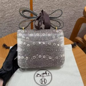 Hermes Constance 19 CM Bag Handmade In Lizard Leather from South Africa Gold Hardware 1B Ombre - Image 2