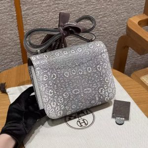 Hermes Constance 19 CM Bag Handmade In Lizard Leather from South Africa Silver Hardware 1B Ombre - Image 2