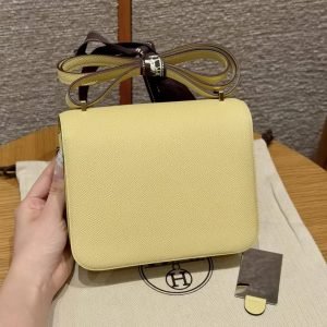 Hermes Constance 19 CM Bag Handmade In Epsom Calfskin Leather Gold Hardware 1Z Jaune Poussin - Image 2