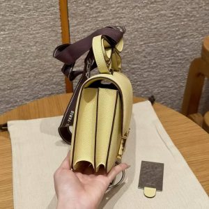 Hermes Constance 19 CM Bag Handmade In Epsom Calfskin Leather Gold Hardware 1Z Jaune Poussin - Image 16