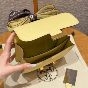 Hermes Constance 19 CM Bag Handmade In Epsom Calfskin Leather Gold Hardware 1Z Jaune Poussin - Image 15