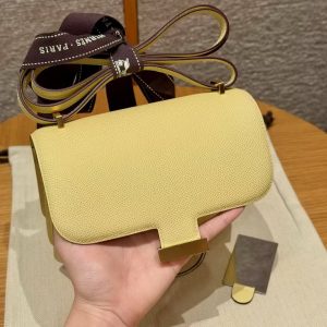 Hermes Constance 19 CM Bag Handmade In Epsom Calfskin Leather Gold Hardware 1Z Jaune Poussin - Image 10