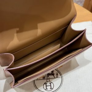 Hermes Constance 19 CM Bag Handmade In Chèvre Calfskin Leather Rose Gold Hardware 2J Quebracho - Image 15