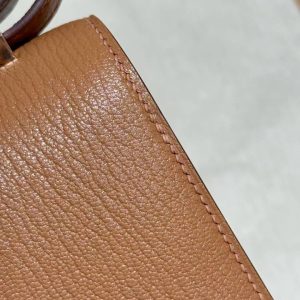 Hermes Constance 19 CM Bag Handmade In Chèvre Calfskin Leather Rose Gold Hardware 2J Quebracho - Image 8